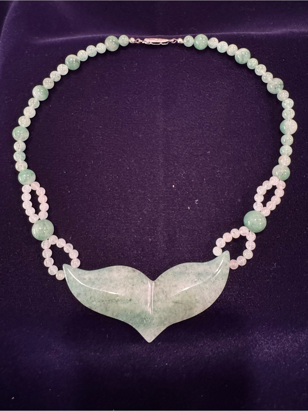 Green Stone Pendant Beaded Necklace - Women Jewelry